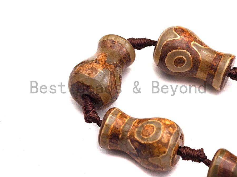 1pc/10pcs Natural Tibetan agate Vase Shape Beads, Dzi Agate Beads, Chunky Tibetan Agate, Ancient Brown Tibetan Bead, 15x25mm, Sku#U513
