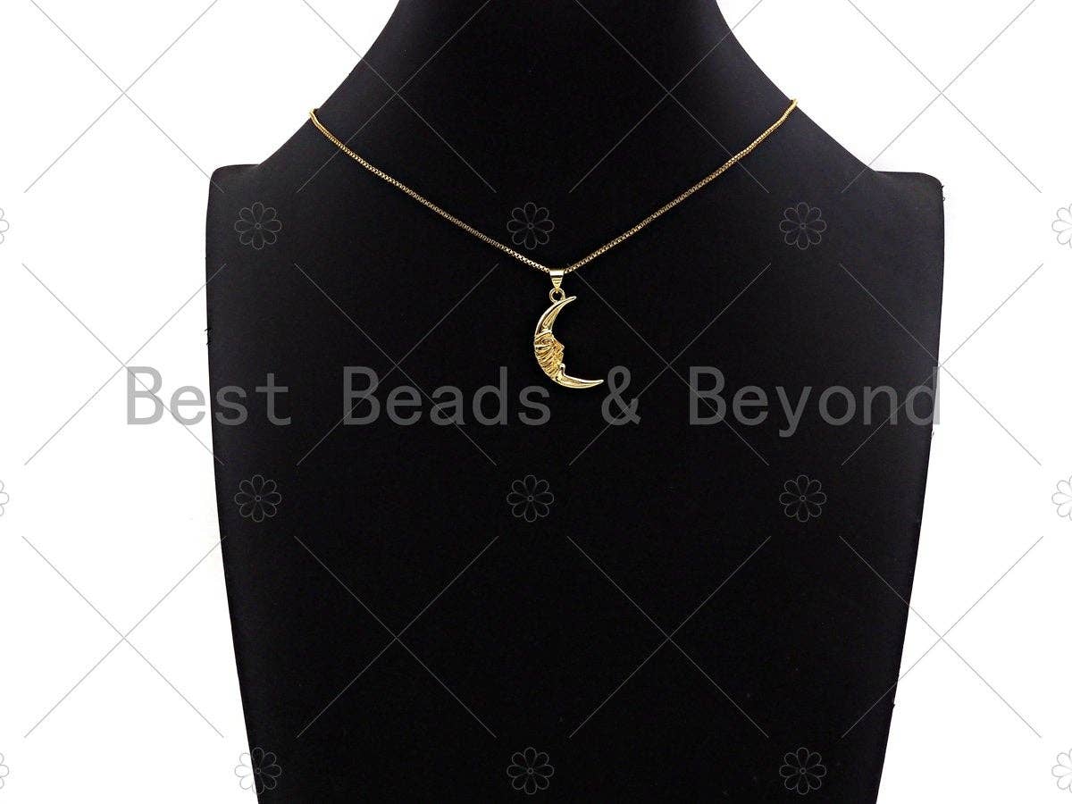 CZ Micro Pave Cresent Moon Face Pendant/Charm,Cubic Zirconia Charm, Necklace Bracelet Charm Pendant,14x26mm, Sku#JL16