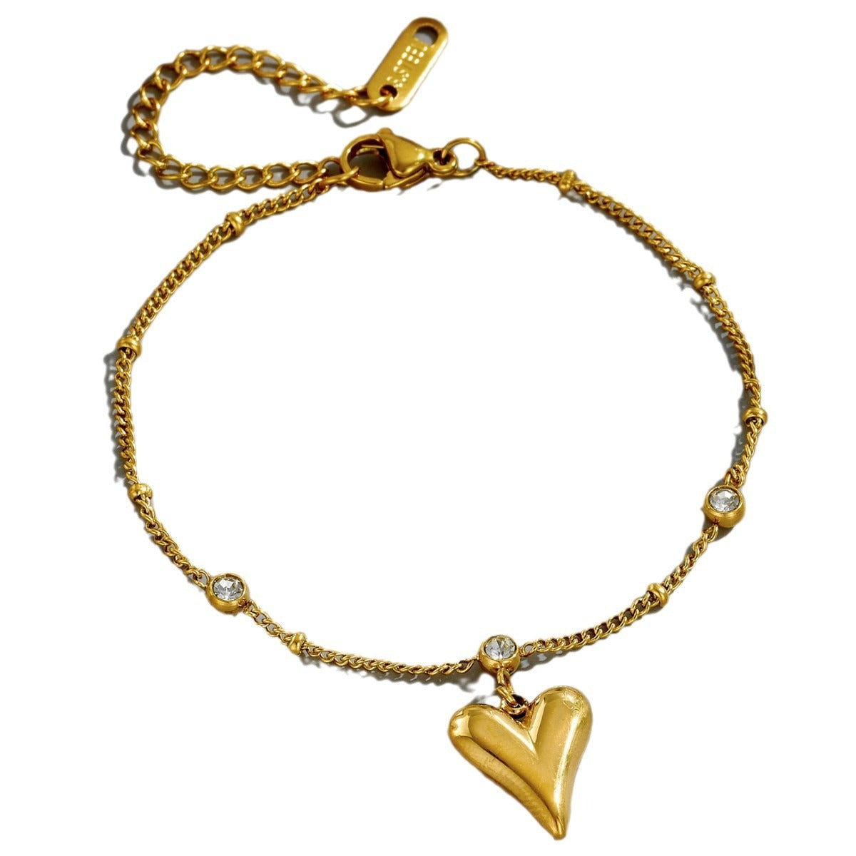 Zircon Heart Trendy Forest Style Peach Heart Anklet