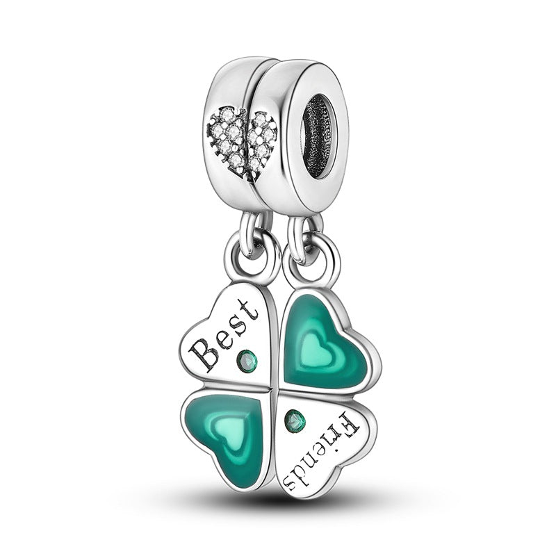 Sisterhood Friendship PendantSilverplated Beaded Heart Bestie Gift