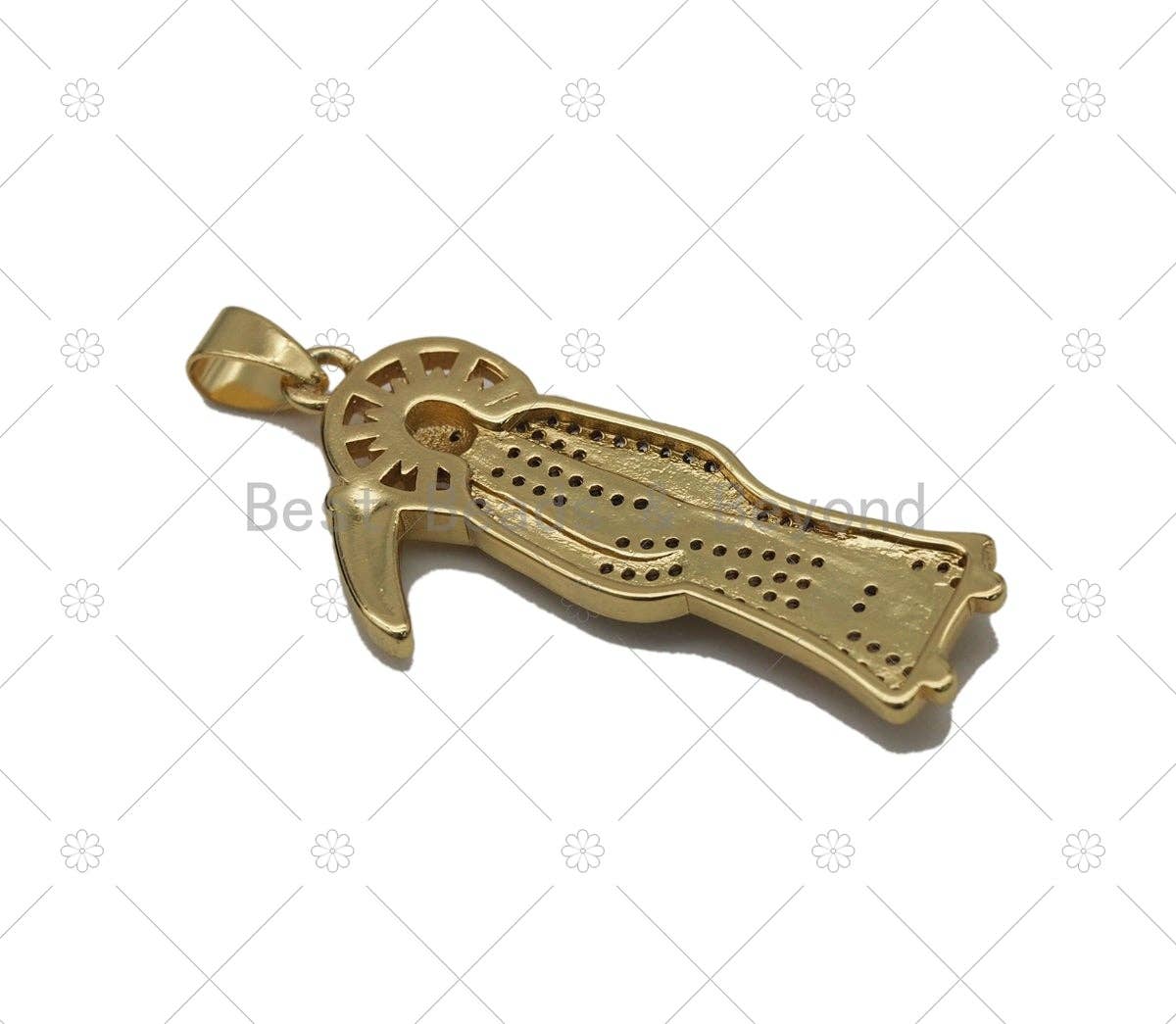 CZ Micro Pave Death Shape Pendant, 18K Gold Filled Grim Reaper Charm, Necklace Bracelet Charm Pendant, Sku#JL68