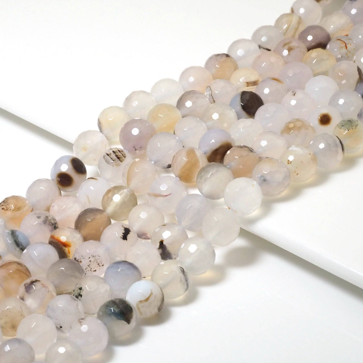 Genuine Flower Agate Round Faceted Beads, 6mm/8mm/10mm/12mm, Sku#U1582