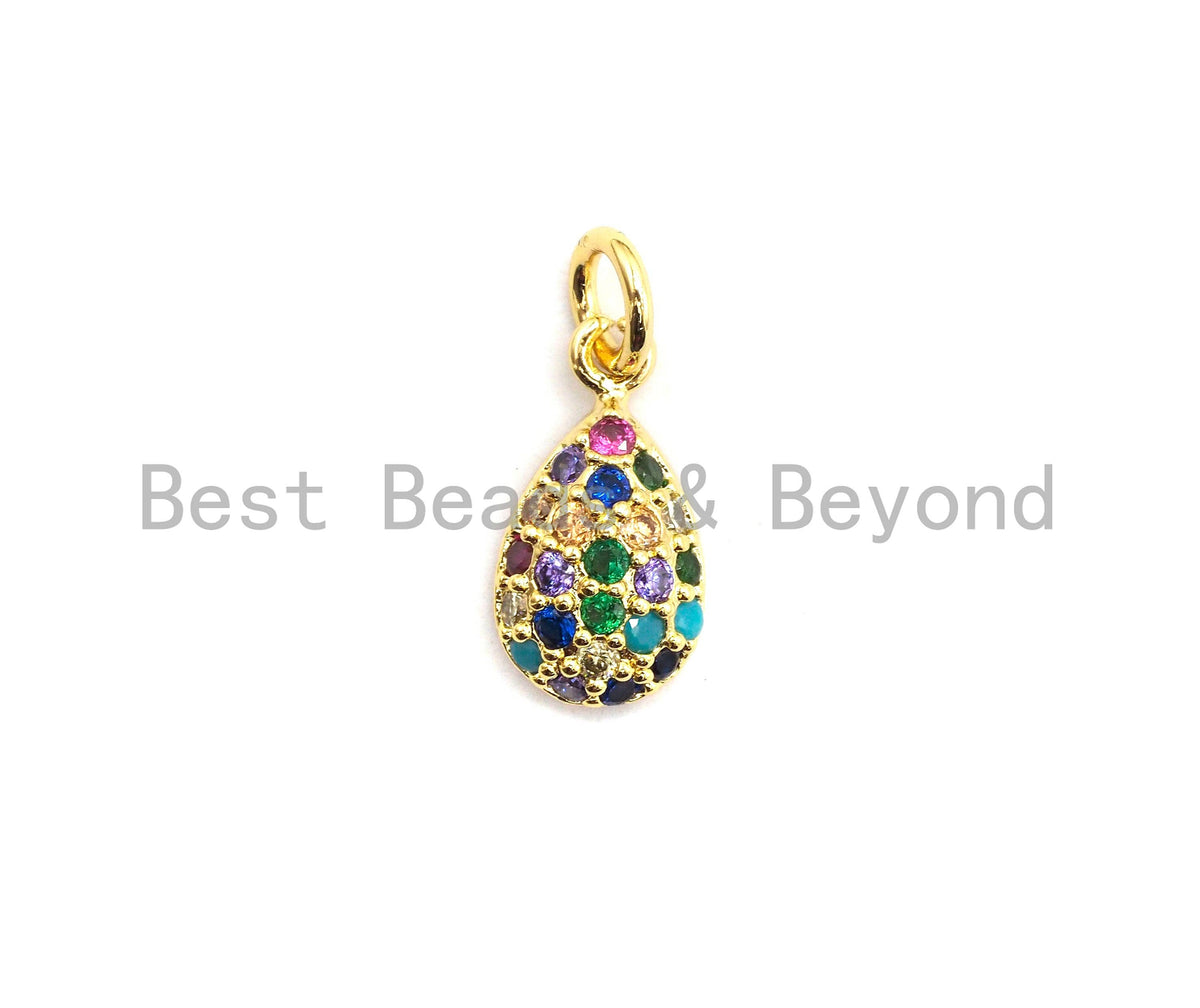 CZ Colorful Micro Pave Teardrop Pendant, Teardrop Shaped Pave Pendant, Gold plated, 7x13mm, Sku#F740
