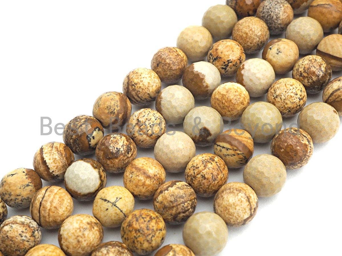 Quality Picture Jasper Beads, 8mm/10mm/12mm round faceted beads, Natural Jasper, sku#U525