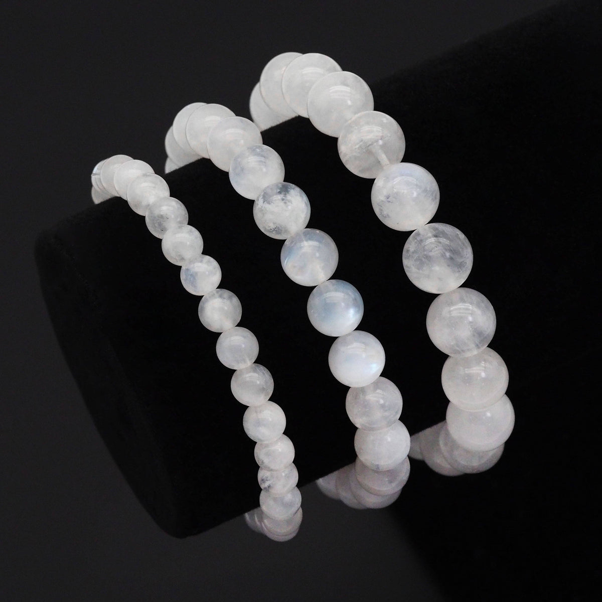 Genuine Blue Moonstone Round Stretchy Bracelet, Sku#U1762