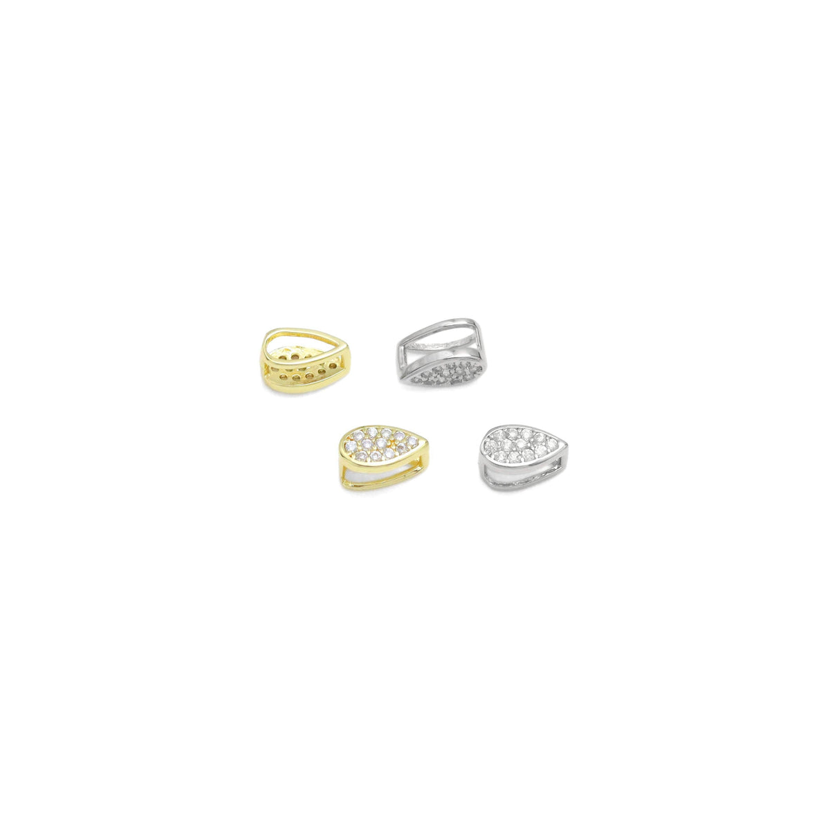 CZ Pave teardrop Shape Link connector, bail, charm holder, Sku#A247