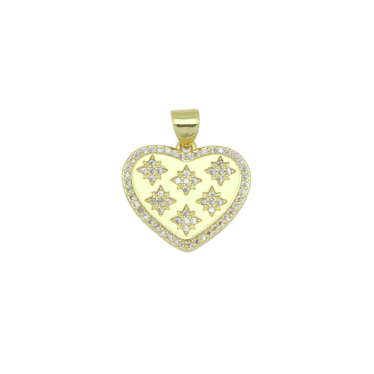 Star CZ On Heart Charm Pendant, Sku#LX774