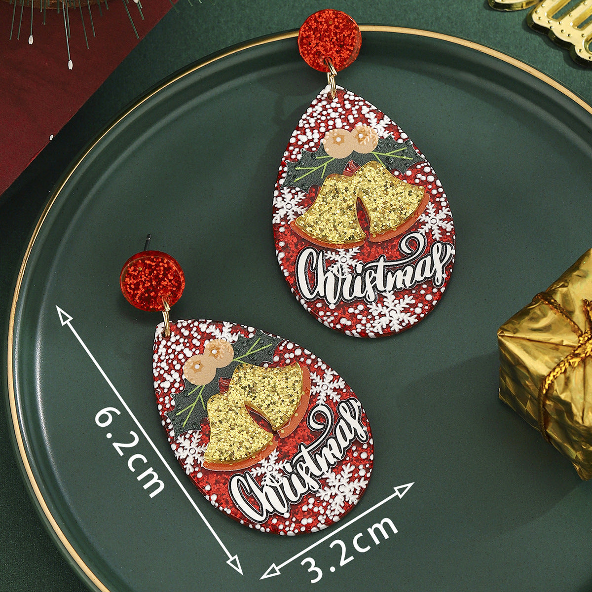 Cross-Border Personalized Christmas Alloy Earrings Christmas Hat Colorful Star Dot Diamond Christmas Tree Elk Gingerbread Man Earrings