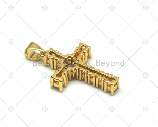 CZ Micro Pave Cross Shape Pendant, 18K Gold Filled Big CZ Cross Charm, Necklace Bracelet Charm Pendant, Sku#LK550