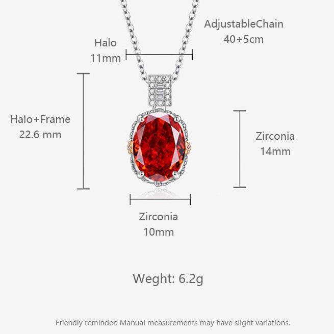 Multicolor Ice Flower Cut Oval CZ Pendant Necklace, Blue & Green 10*14mm 8A Cubic Zirconia, Two-Tone Pave CZ Halo with Pavé Top Frame