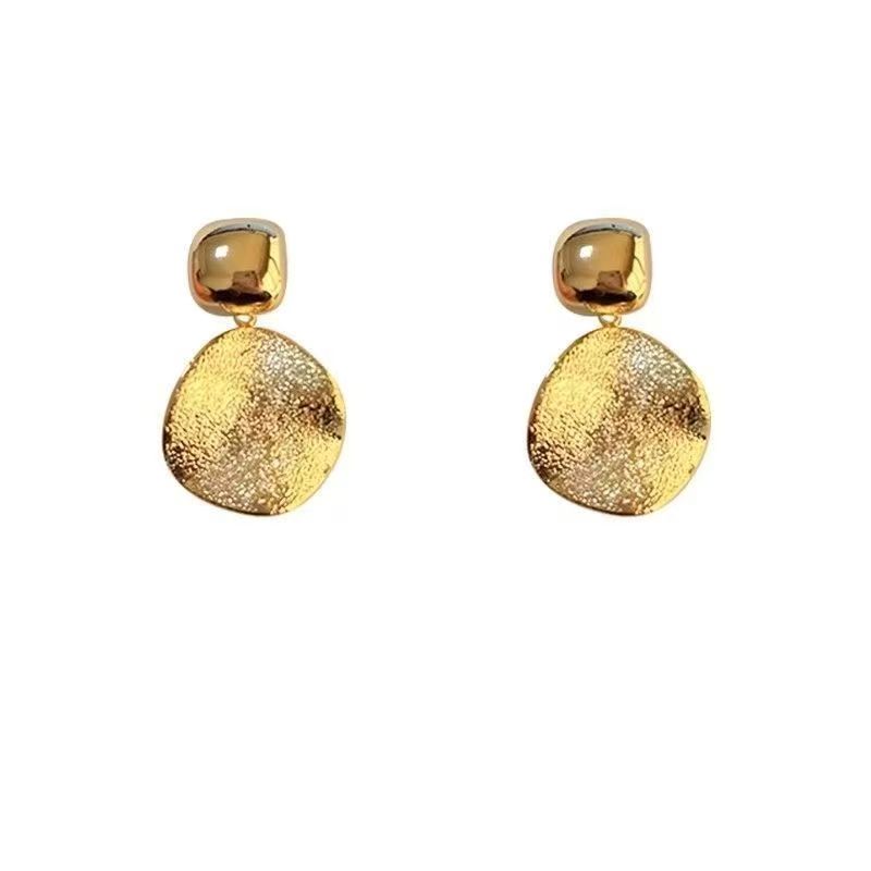 Street Style Round Metal Earrings, European American Minimal Cold Retro Jewelry