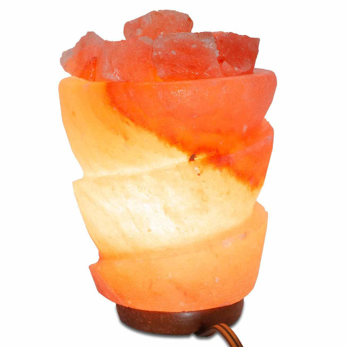 Funnel w/ Chunks Salt Lamp - 9.5" avg. - Cord, Bulb, Dimmer