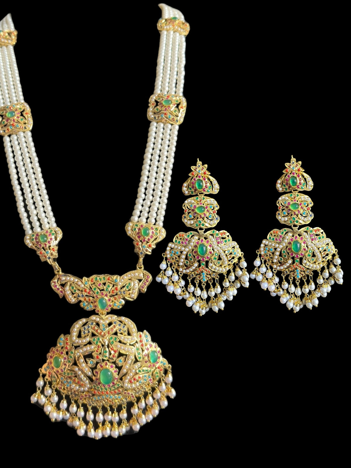 DLN97  Filza jadau rani haar in Navratan ( READY TO SHIP )