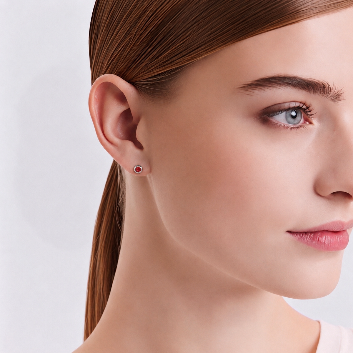 ER002WR B.Tiff .05ct Red Pavé Solitaire Stud Earrings
