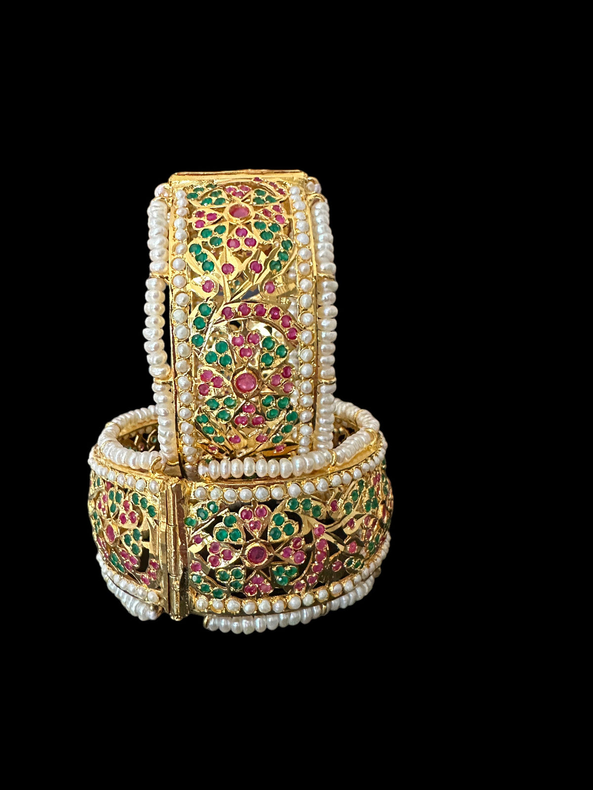 B174 Alea bangles fresh water pearl bangles in ruby emerald ( SHIPS IN 4 WEEKS )