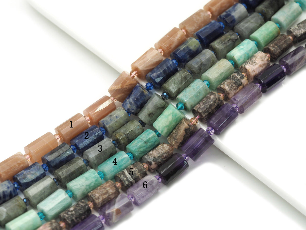 Natural Faceted Cylinder Gem Beads, 10x4mm, Sku#HY15