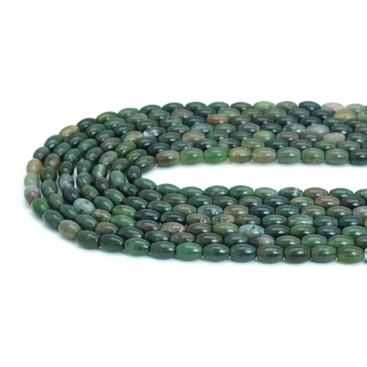 6x9mm Genuine Moss Agate Smooth Drum Shape Beads, Sku#U2007