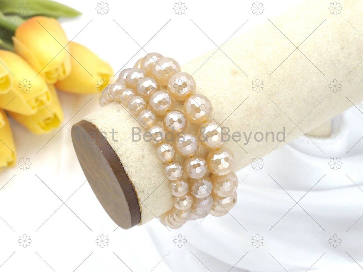 Mystic Champaign Banded Agate Stretchy Bracelet,SKU#EF66