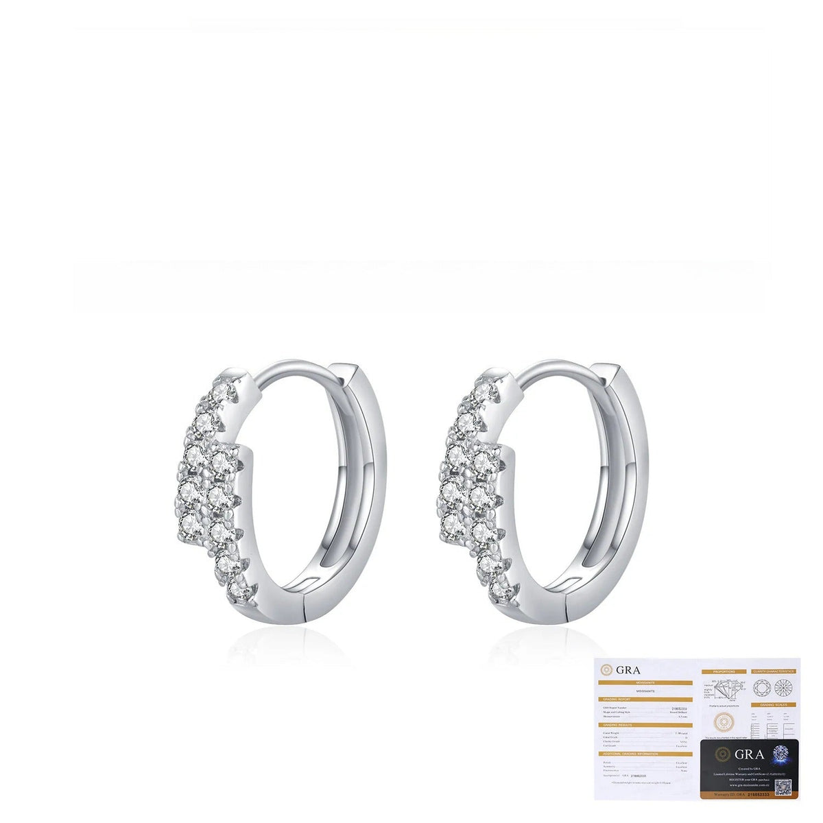 Double-Row Geometric D-Color VVS1 Moissanite Hoop Earrings in Sterling Silver