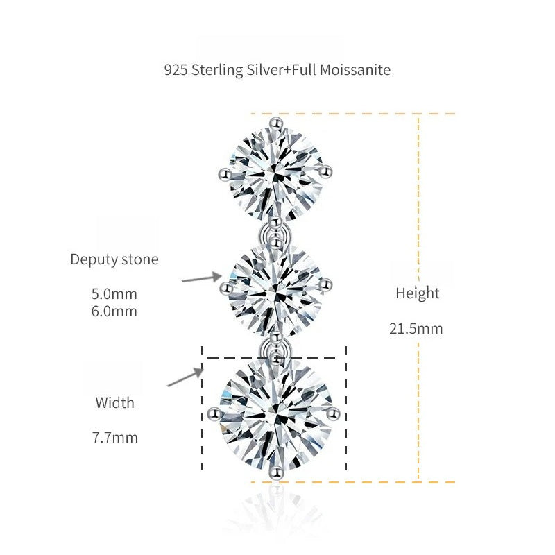 Geometric Four-Prong D-Color VVS1 Moissanite Stud Earrings in 925 Sterling Silver with Gold Plating