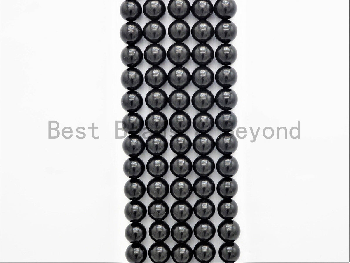 Quality Natural Jet Beads, 4mm/6mm/8mm/10mm/12mm/16mm Black Round Smooth Gemstone Beads, Black Jet Beads, 15.5inch full strand, SKU#U400