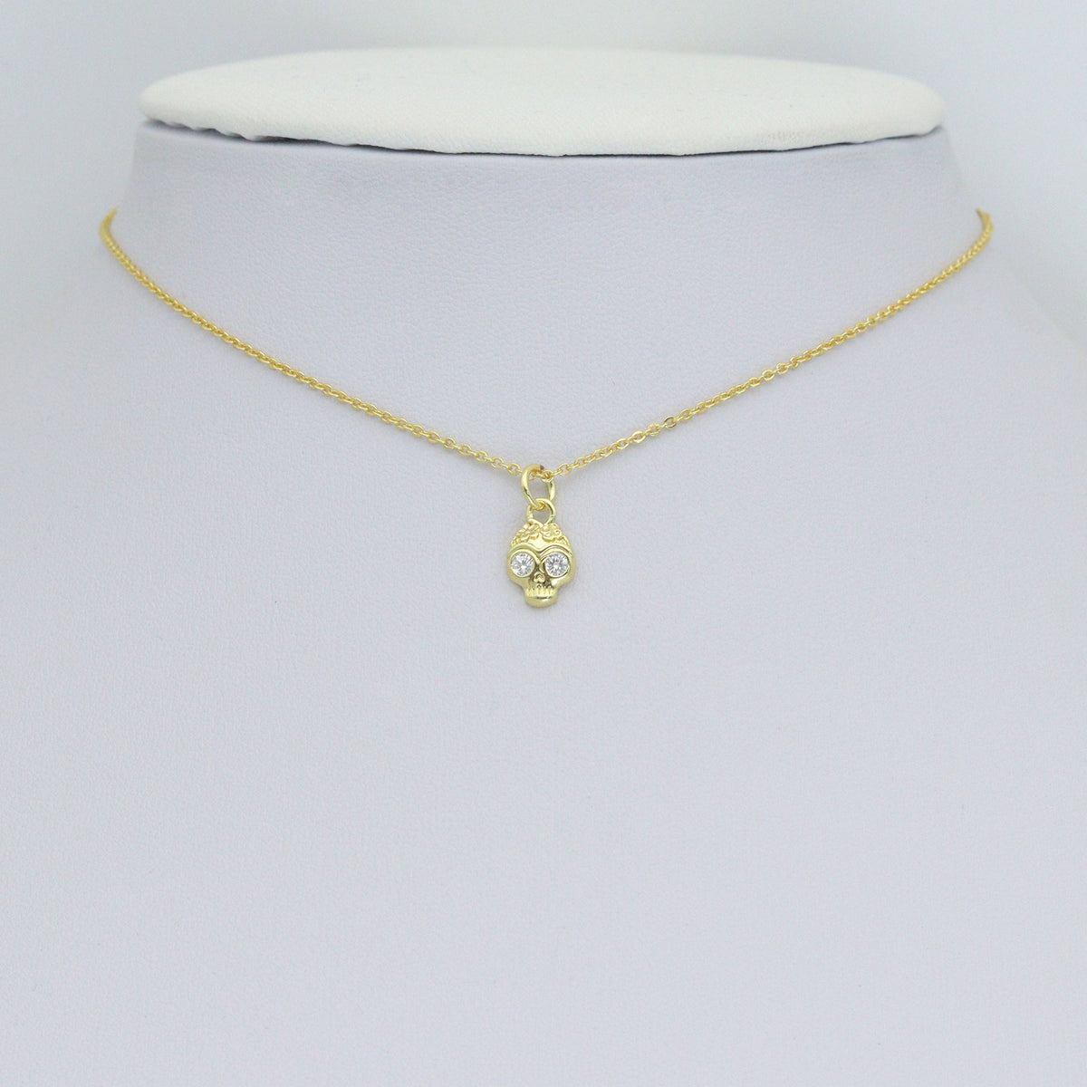 Cute CZ Skull Head Charm Pendant, Sku#LK1155