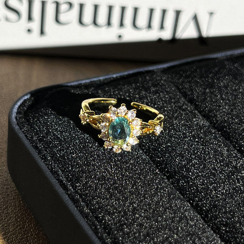 Women Geometric Micro Paved Open Adjustable Ring, Retro Cold Tone Niche Designer Finger Ring, Trendy Unique Stylish Daily Matching Hand Jewelry Accessories