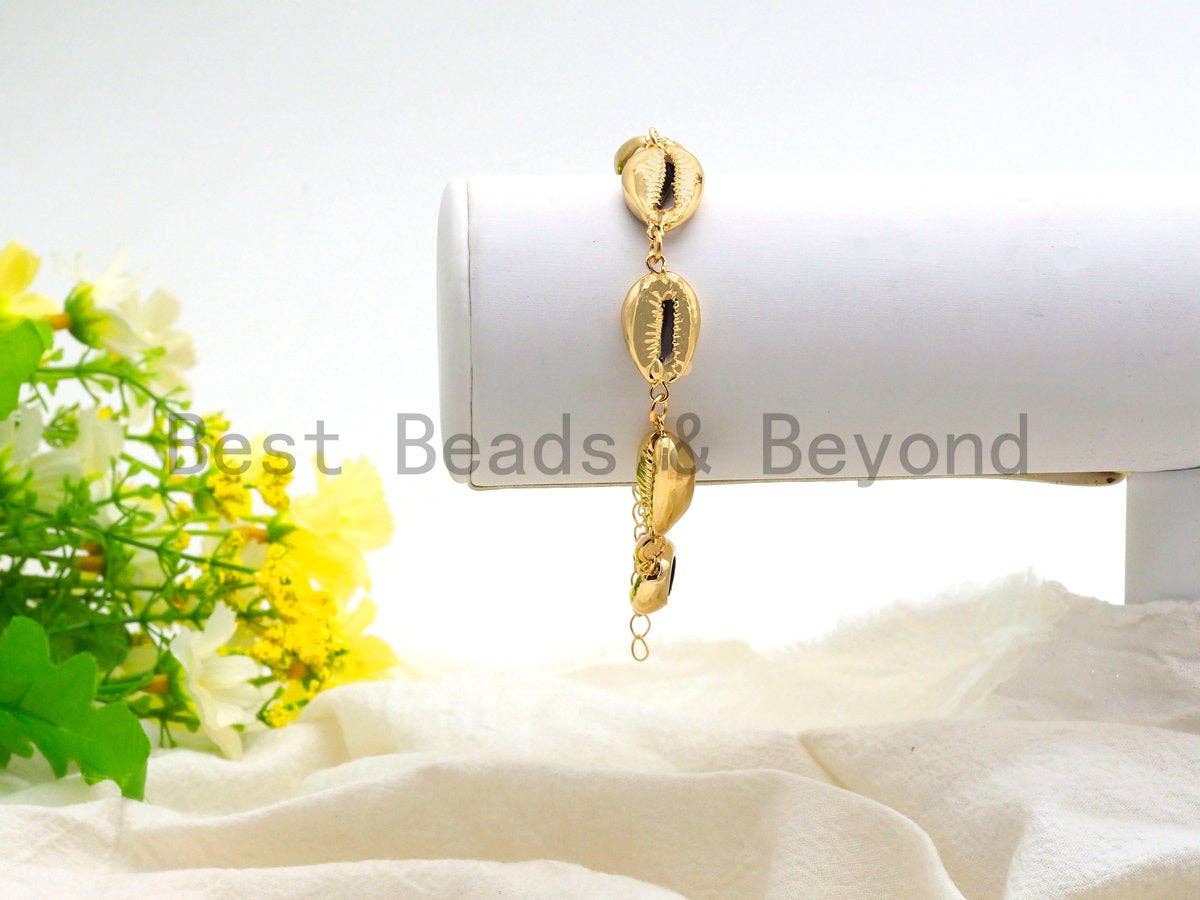 Gold Cowrie bracelet, Shell anklet, SKU#V40