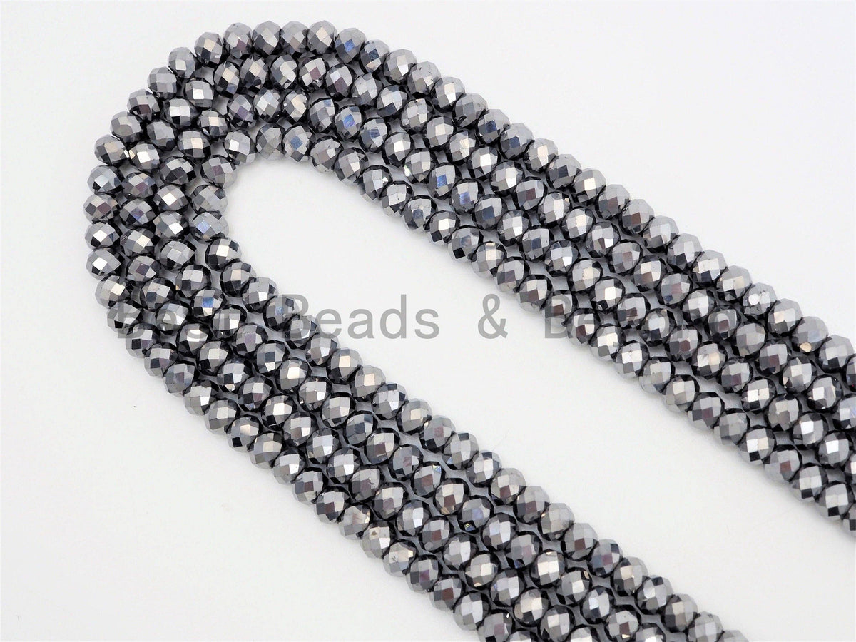 Quality Gray Rondelle Tera Hertz Beads,1x2/3x4/3x5/5x8mm Rondelle Faceted Beads, Bright Gray Beads,15inch strand,SKU#U376