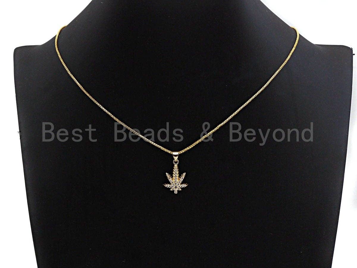 CZ Micro Pave Maple Leaf Flower Shaped Pendant/Charm, Cubic Zirconia Pendant Charm,14x21mm,sku#F915