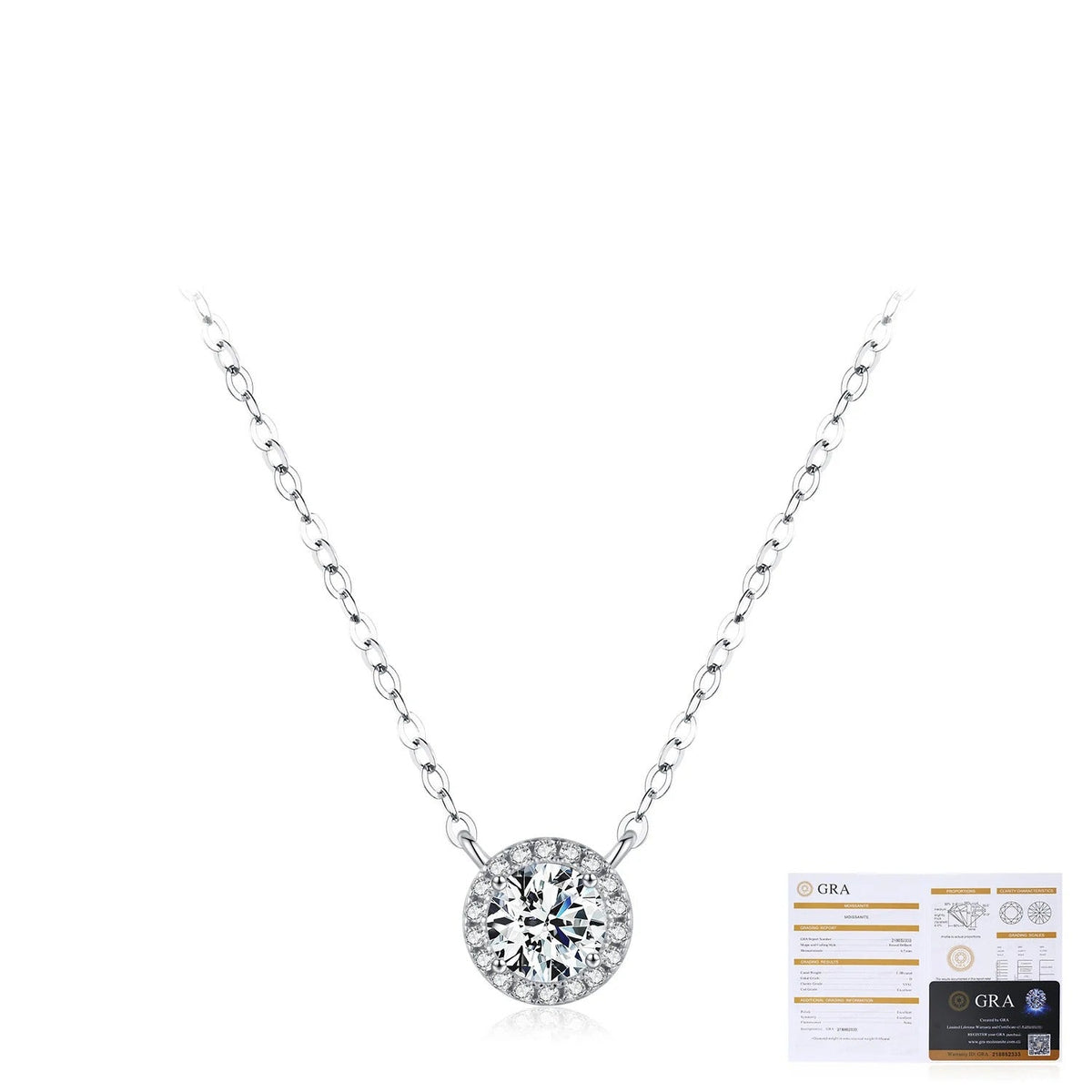 Geometric D-Color VVS1 Moissanite Pendant Necklace in Sterling Silver – Delicate Clavicle Chain