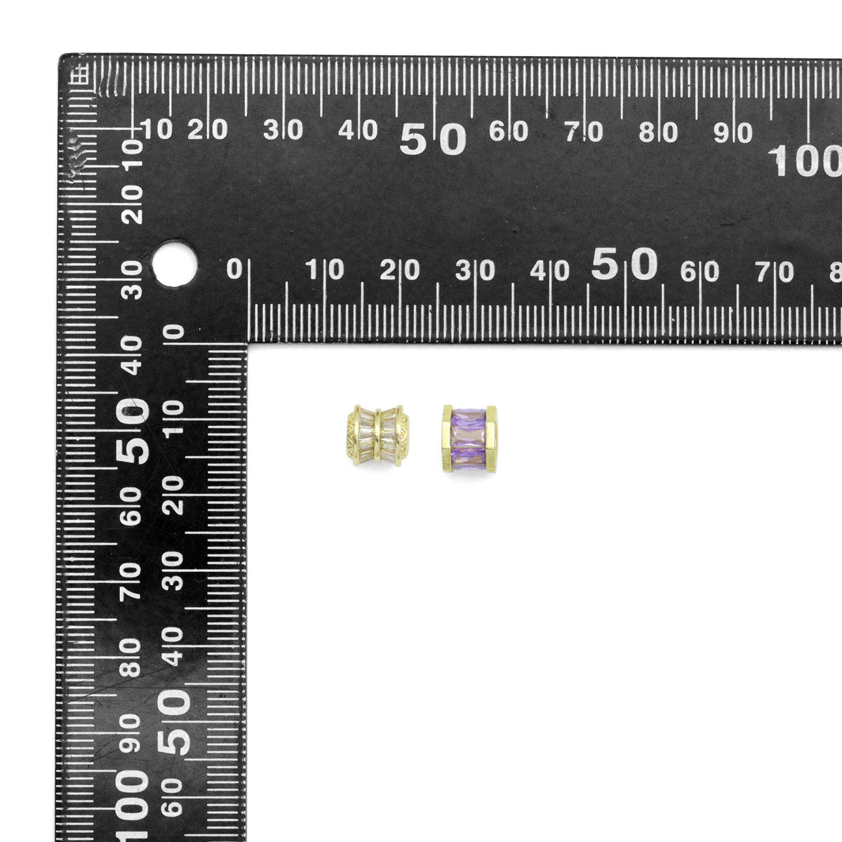Baguette Colorful CZ Big hole Tube Spacer Beads,Sku#LD745
