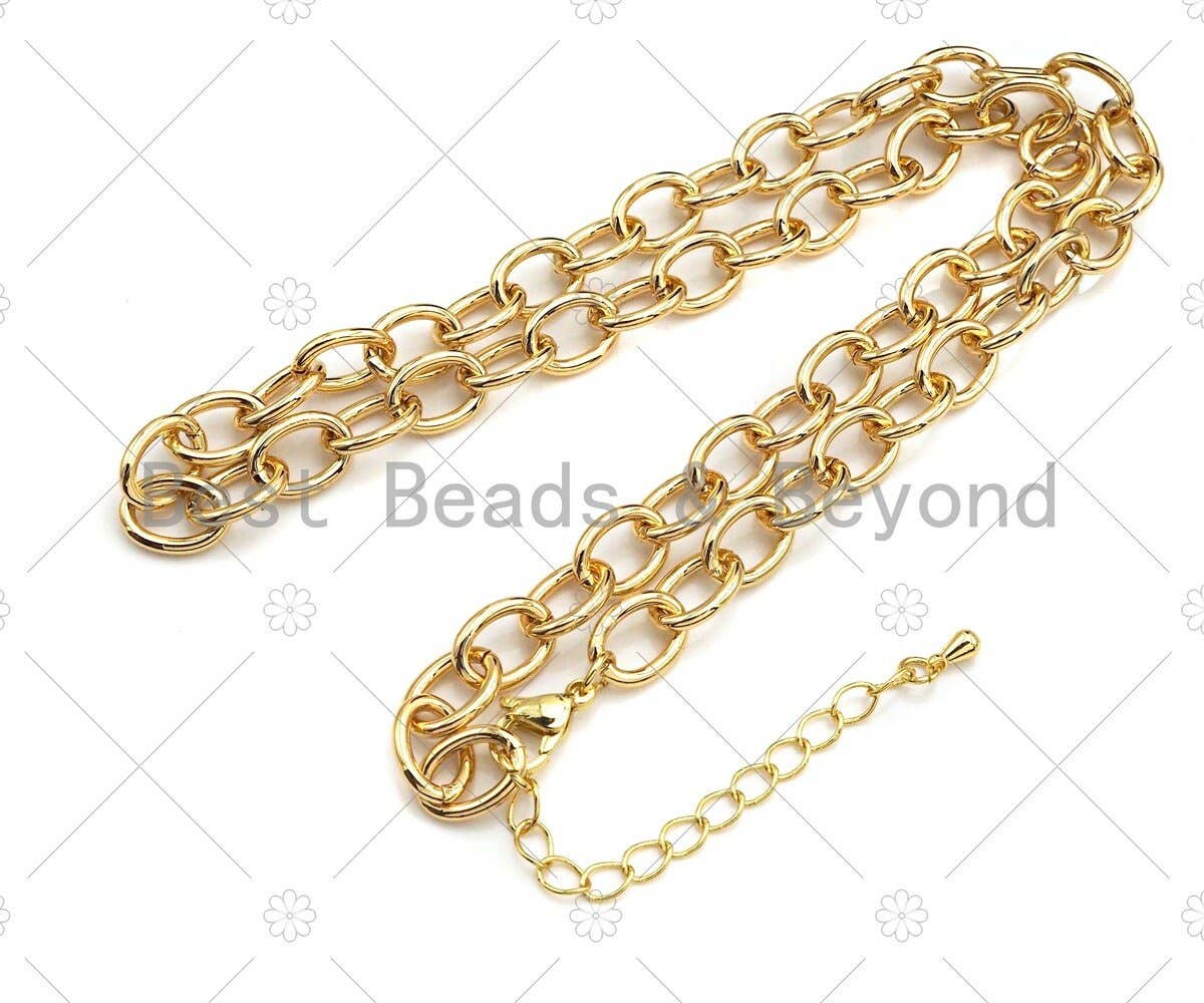 18 Finished Gold Oval Link & Chain Necklace, SKU#LD19