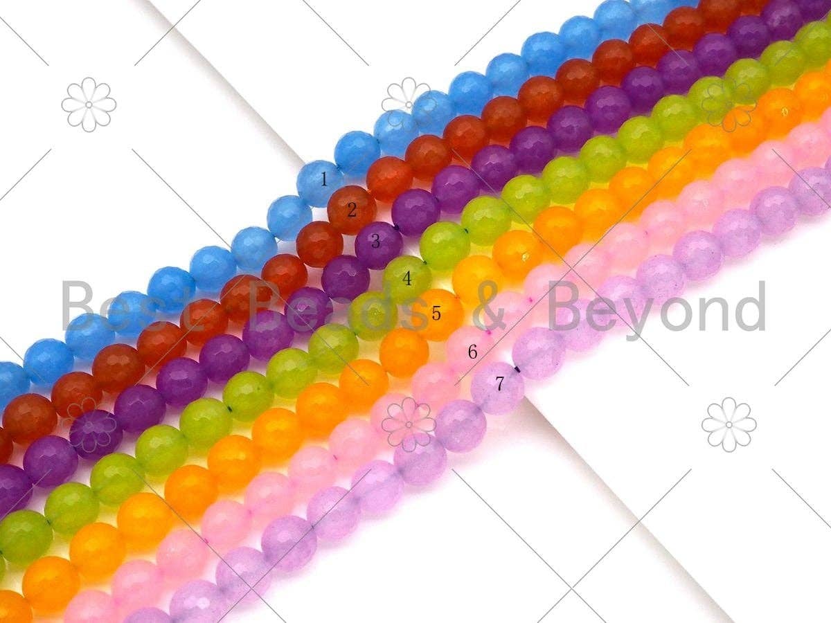Quality Natural Lime/Blue/Purple/Pink/Orange/Lavender Round Faceted Beads, Sku#UA229c