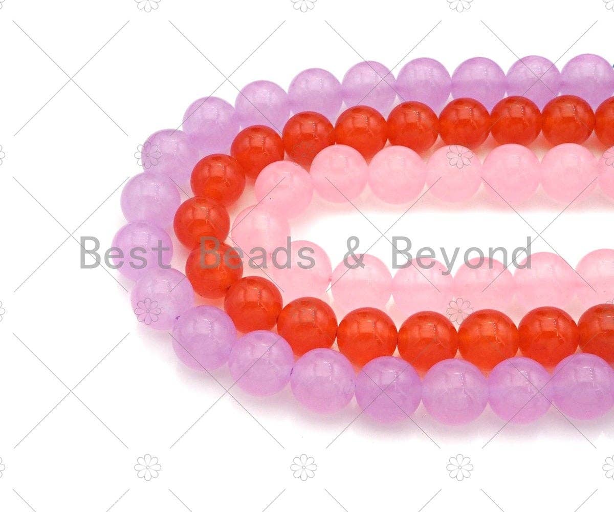 Quality Natural Lime/Blue/Purple/Pink/Orange Round Smooth Beads, 6mm/8mm/10mm/12mm Jade Beads, 15.5'' Full Strand, Sku#U1173