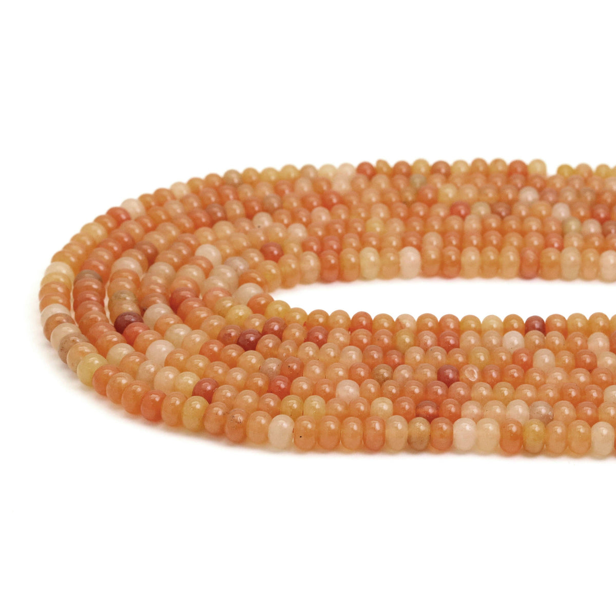 Rondelle Smooth Orange Aventurine Beads, Sku#U1909