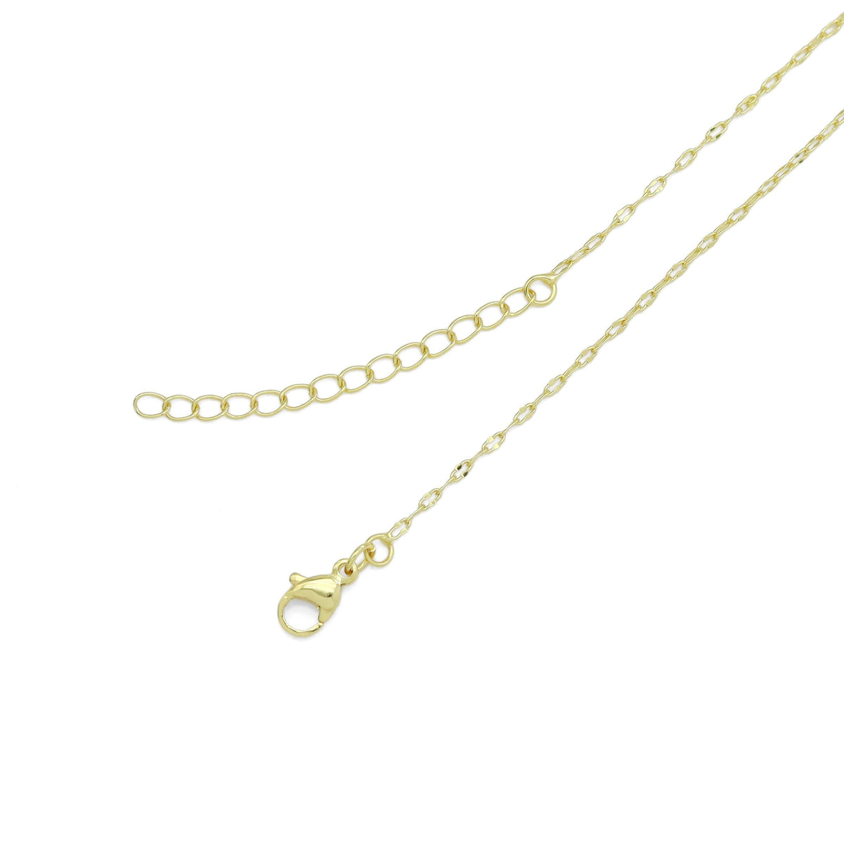 Gold Flat Oval Link Chain Necklace, Sku#LD591c