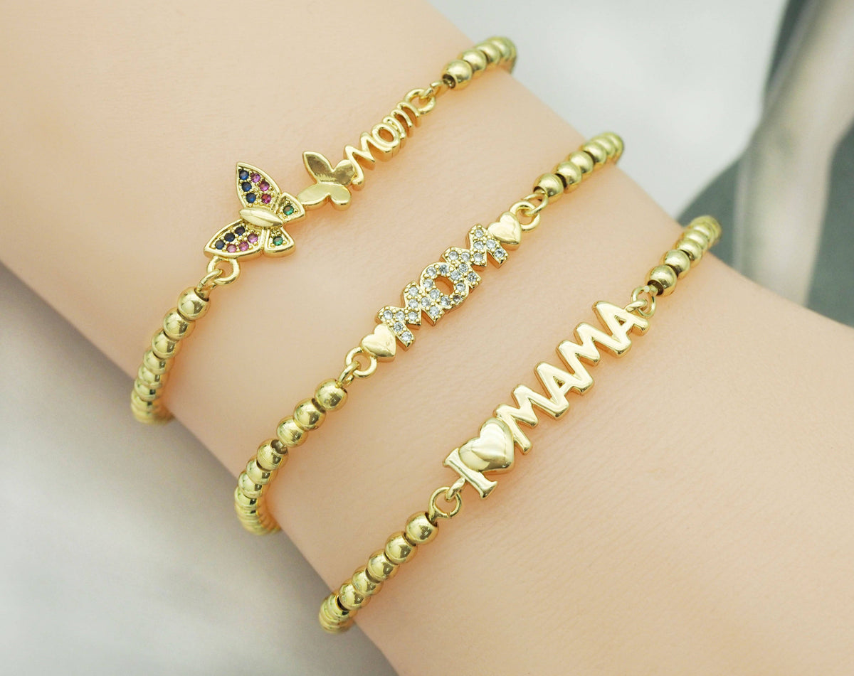 MAMA MOM Butterfly Adjustable ball chain bracelet, sku#JL149