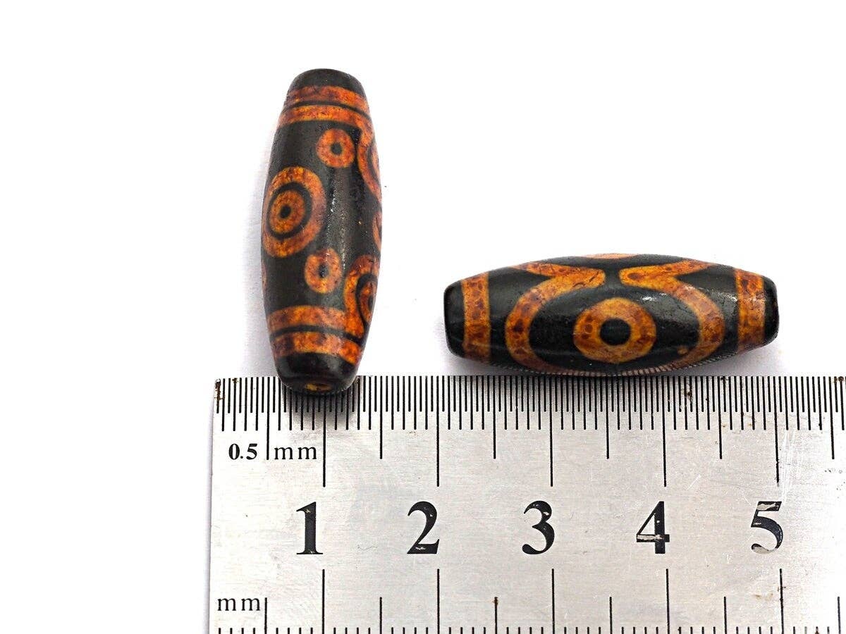 Natural Tibetan Agate Long Oval Shape Beads, Black Brown Dzi beads, Barrel Agate Beads, 10x30mm, sku#U565