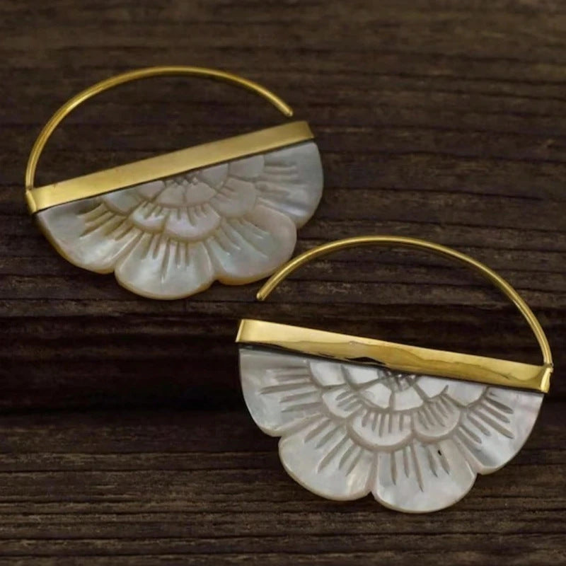 Simple Retro Fan-Shaped Womens Earrings