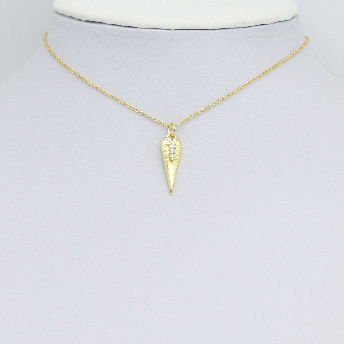 Clear CZ Gold Long Triangle Carrot Charm Pendant,Sku#LX849
