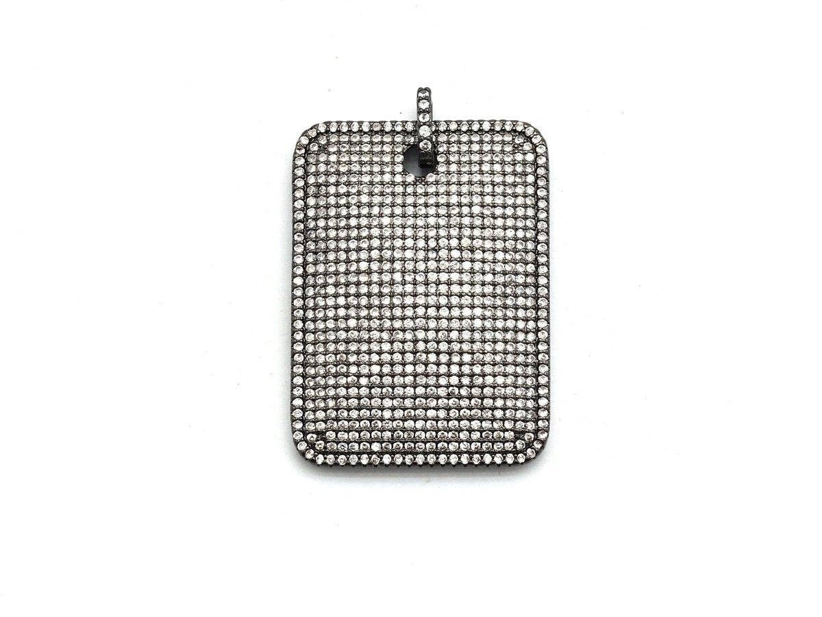 CZ Clear Micro Pave Large Rectangle Pendant, Rectangle Pave Pendant, Gold/Rose Gold/Silver/Gunmetal plated, 29x39mm, Sku#F666