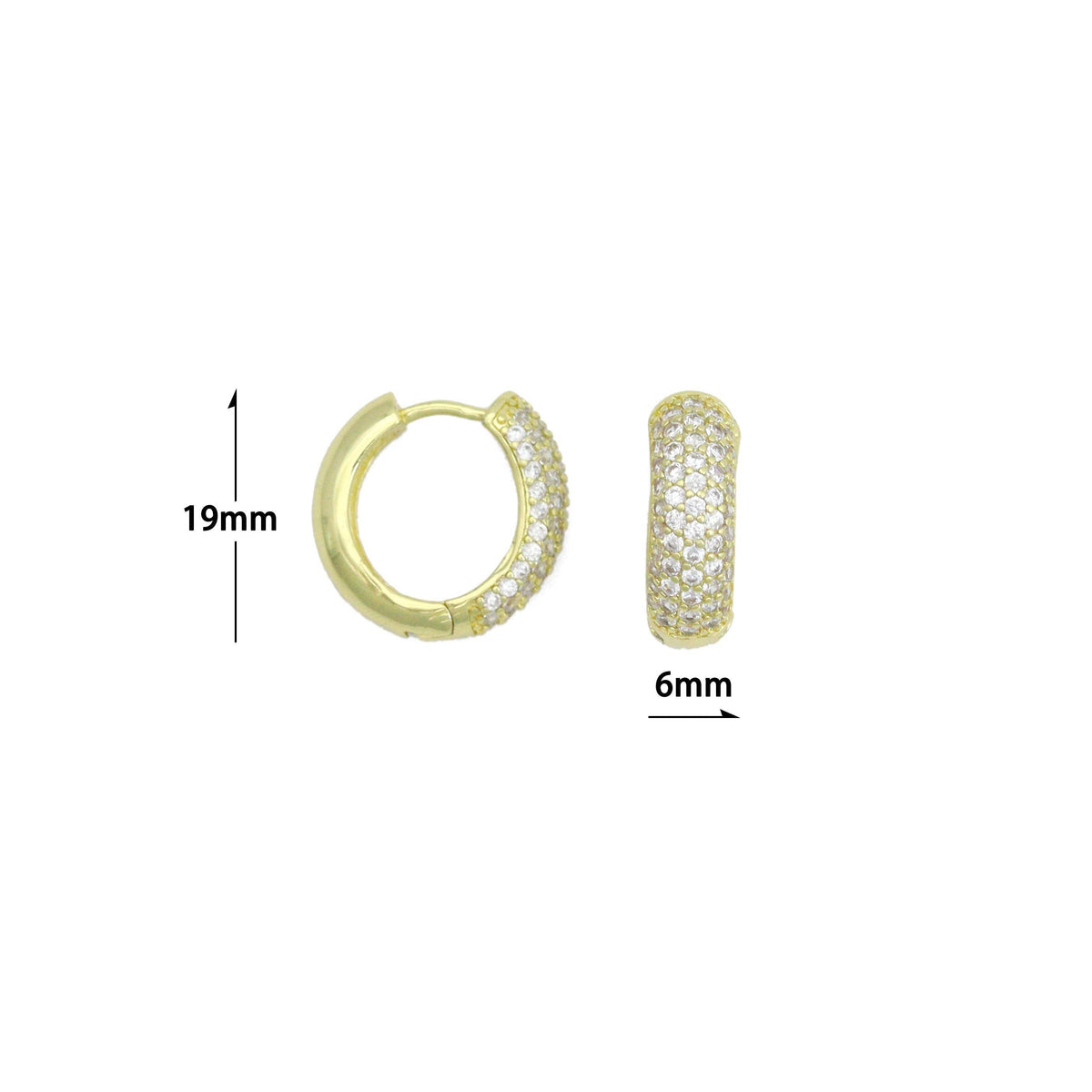 Clear CZ Silver Gold Medium size Hoop Earrings, Sku#A477