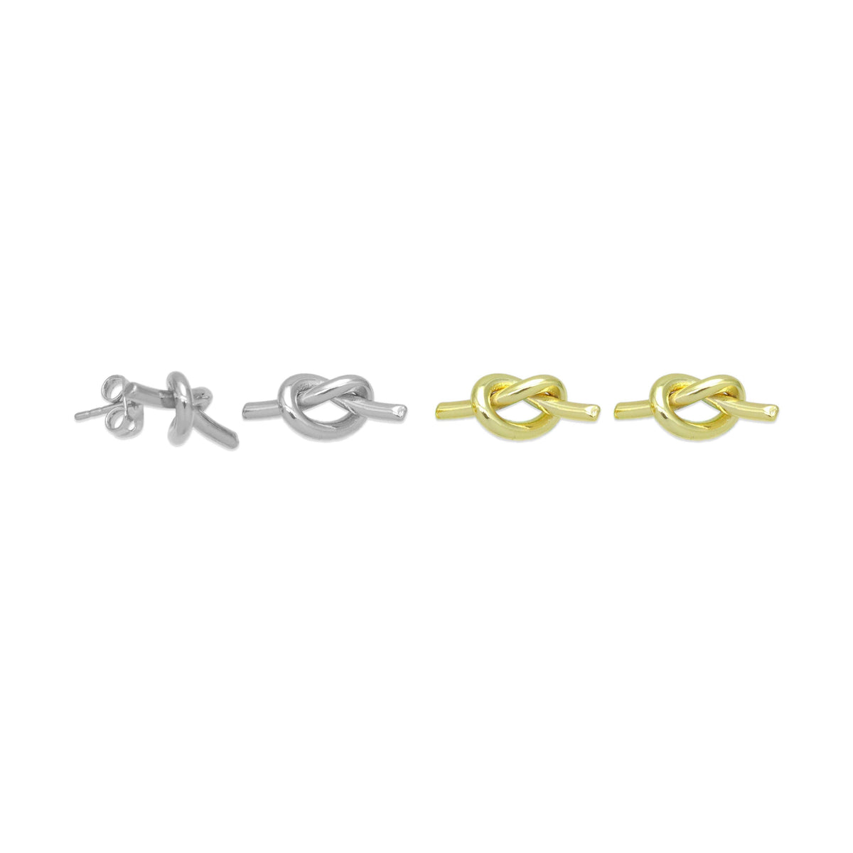 Silver Gold Knot Stud Earrings, Sku#A427
