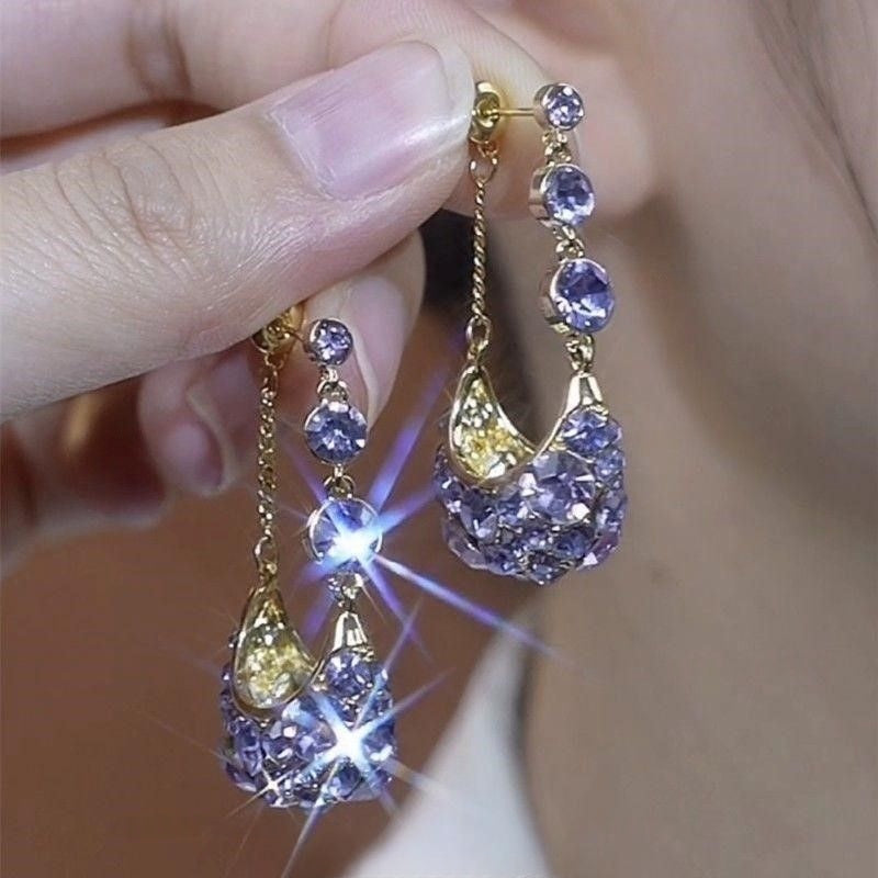 Elegant Zircon Tassel Earrings For Women