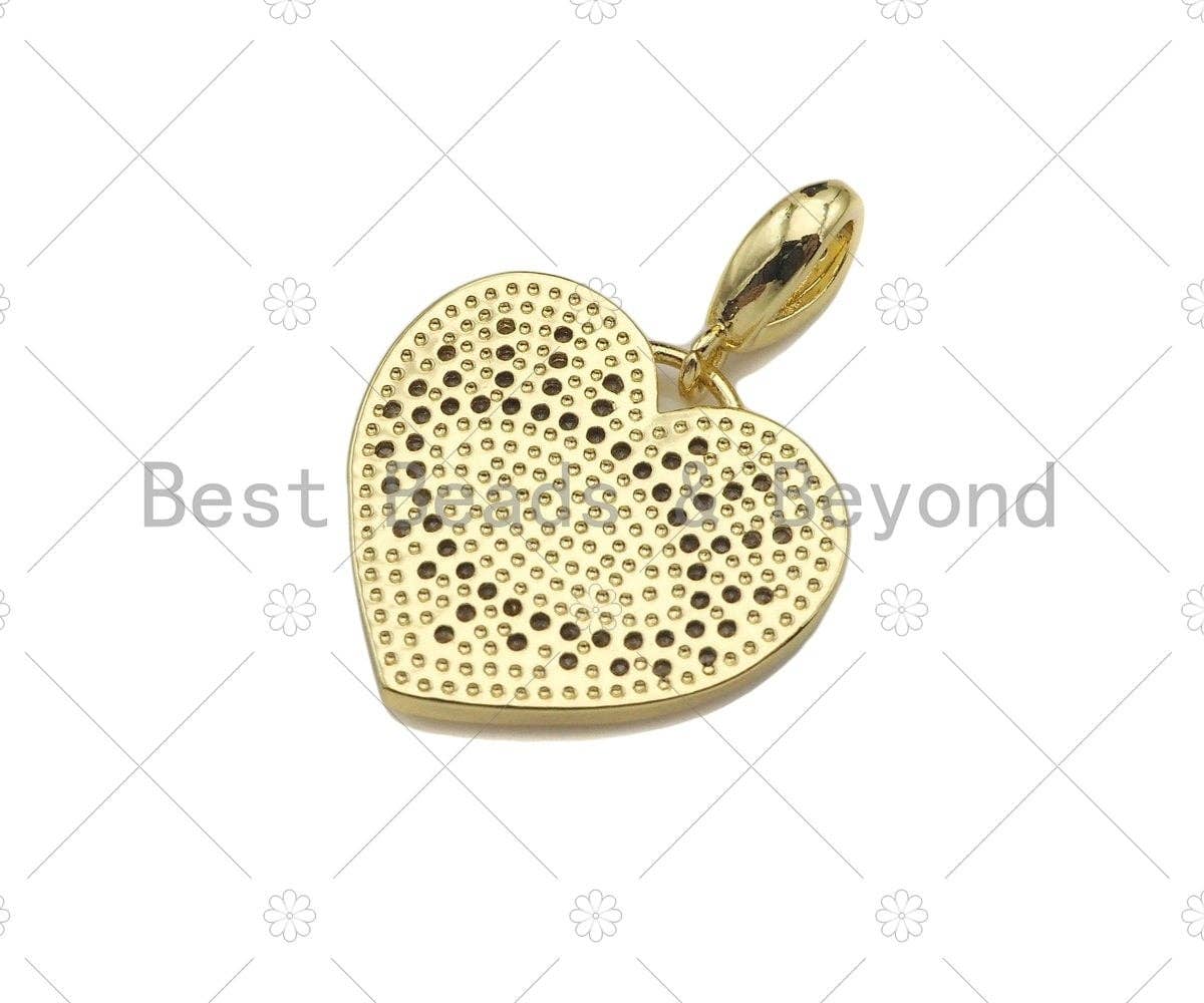 CZ Micro Pave 18k Gold Enamel Evil Eye On Heart Shape Pendant, lk211