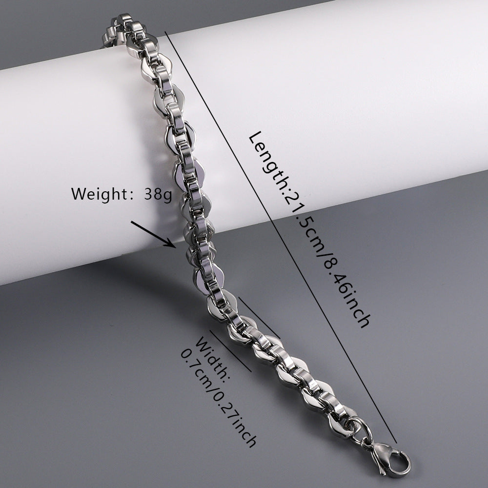 Hot Sale Men Cuban Link Bracelet, Bold Hip Hop Punk Titanium Steel Hand Jewelry
