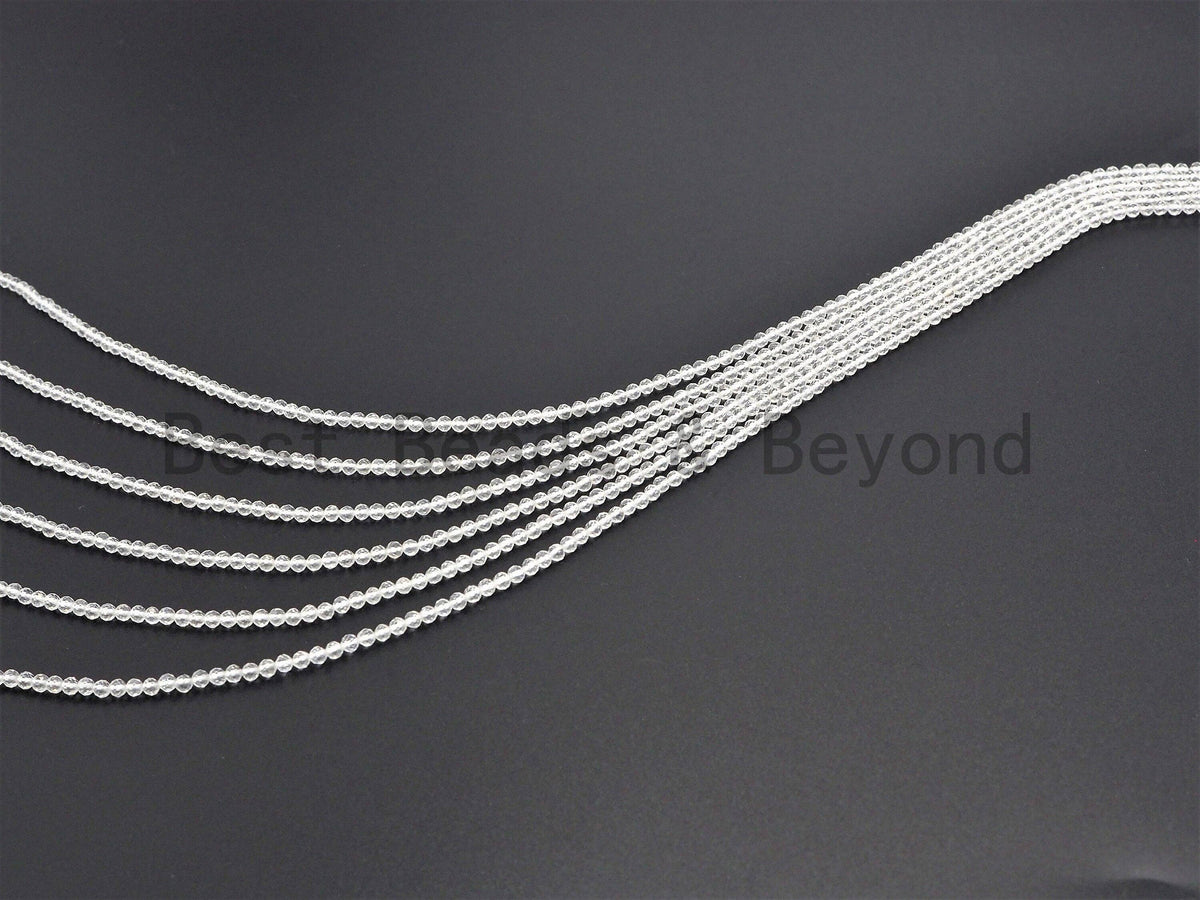 Natural Faceted Round Clear Quartz beads, 2mm/3mm/4mm Tiny Sparkly Gemstone beads, Natural Clear Quartz Beads, 15.5inch strand, SKU#U359