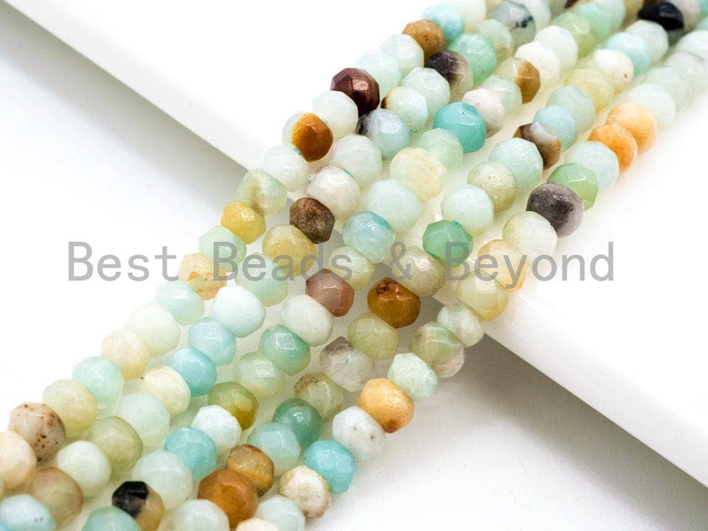 Natural Rondelle Amazonite beads Strand,2x4mm Faceted Rondelle beads, Natural Amazonite Beads, 15.5inch strand, SKU#U126