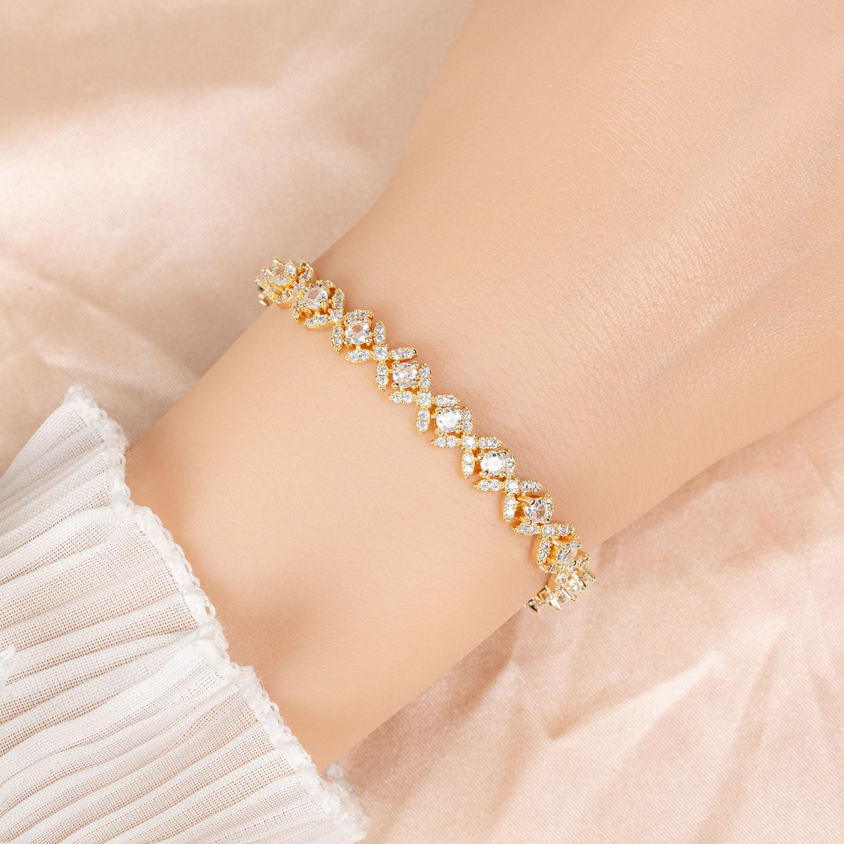 Cross-border New Light Luxury Geometric Colorful Gemstone Bracelet With Full Zircon Stones